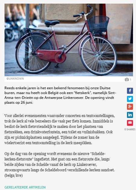 ANNA3 in de pers | 8 april 2011 | De Morgen | België krijgt eerste fietskerk